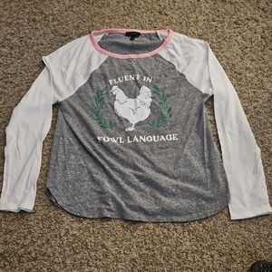 Gray and White Long Sleeve Tee